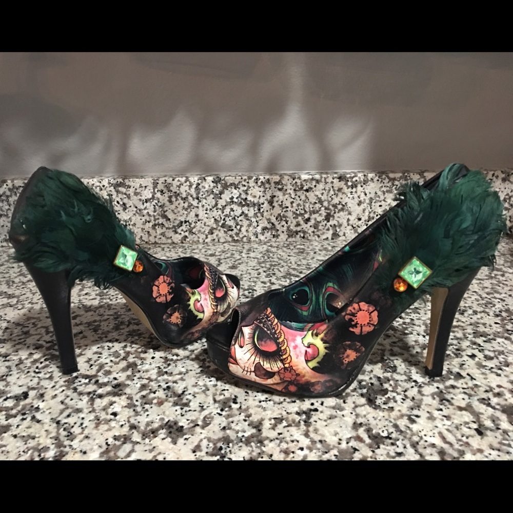 Iron Fist Peacock Pattern Heels